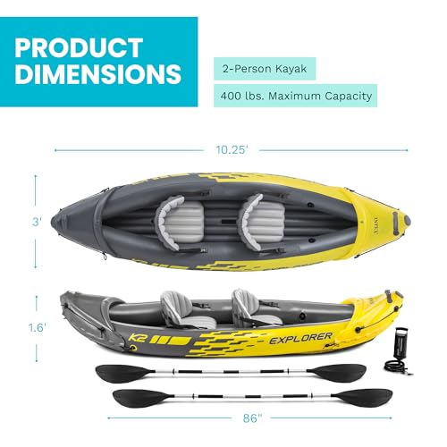 INTEX Explorer 2-Person Inflatable Kayak Set with Paddles & Pump