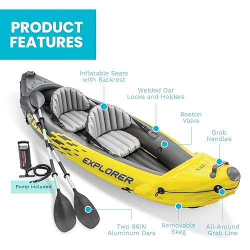 INTEX Explorer 2-Person Inflatable Kayak Set with Paddles & Pump