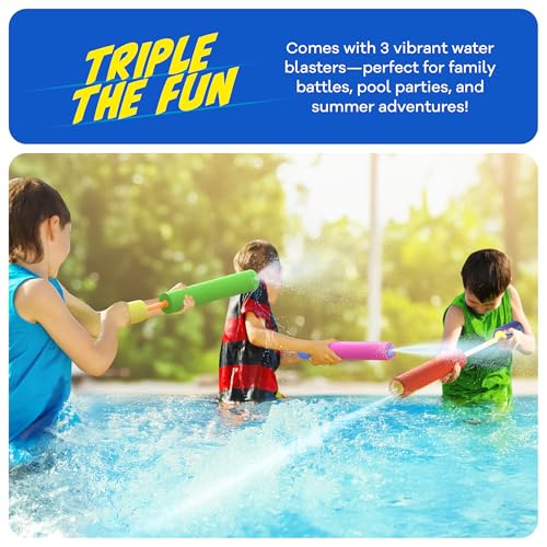 3-Pack Kids Water Blaster Guns for Pool & Outdoor Play
