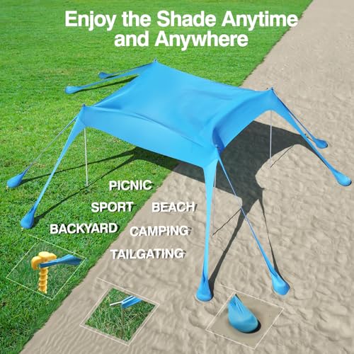 Rhino Valley UPF 50+ Beach Canopy with Sandbags & Poles