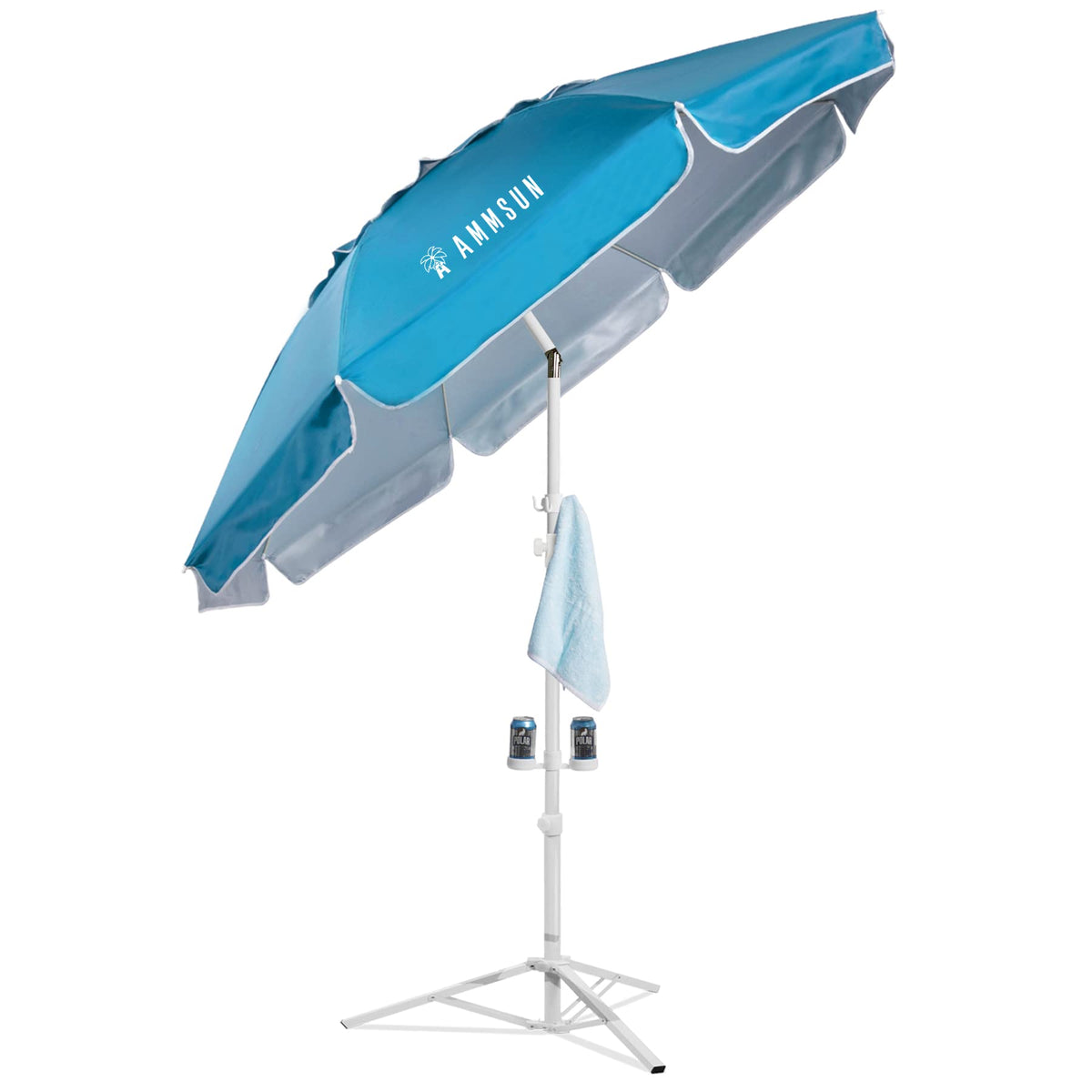AMMSUN 6.5-Ft Portable Shade Umbrella with Stand
