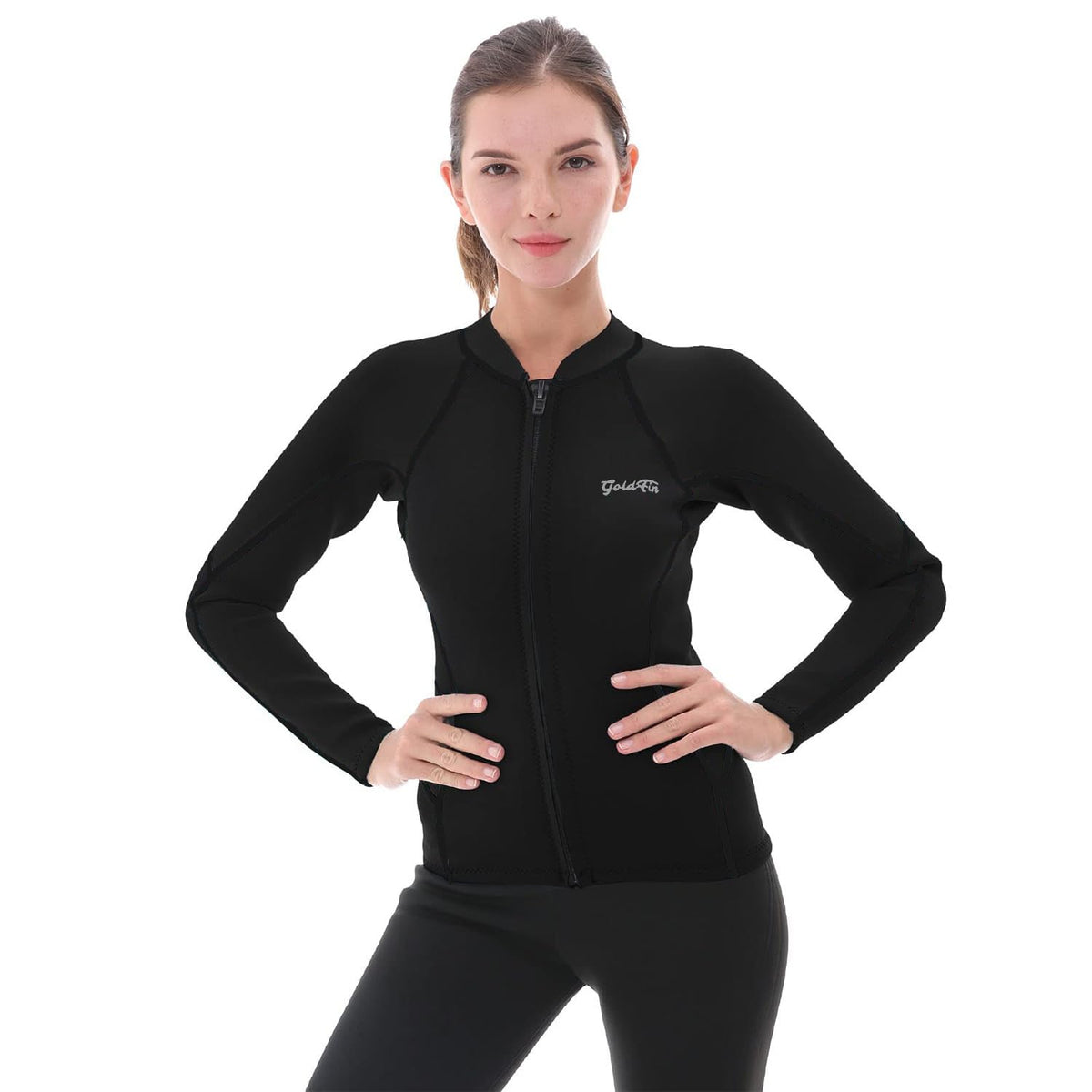 GoldFin Women's 2mm Neoprene Wetsuit Jacket for Water Sports