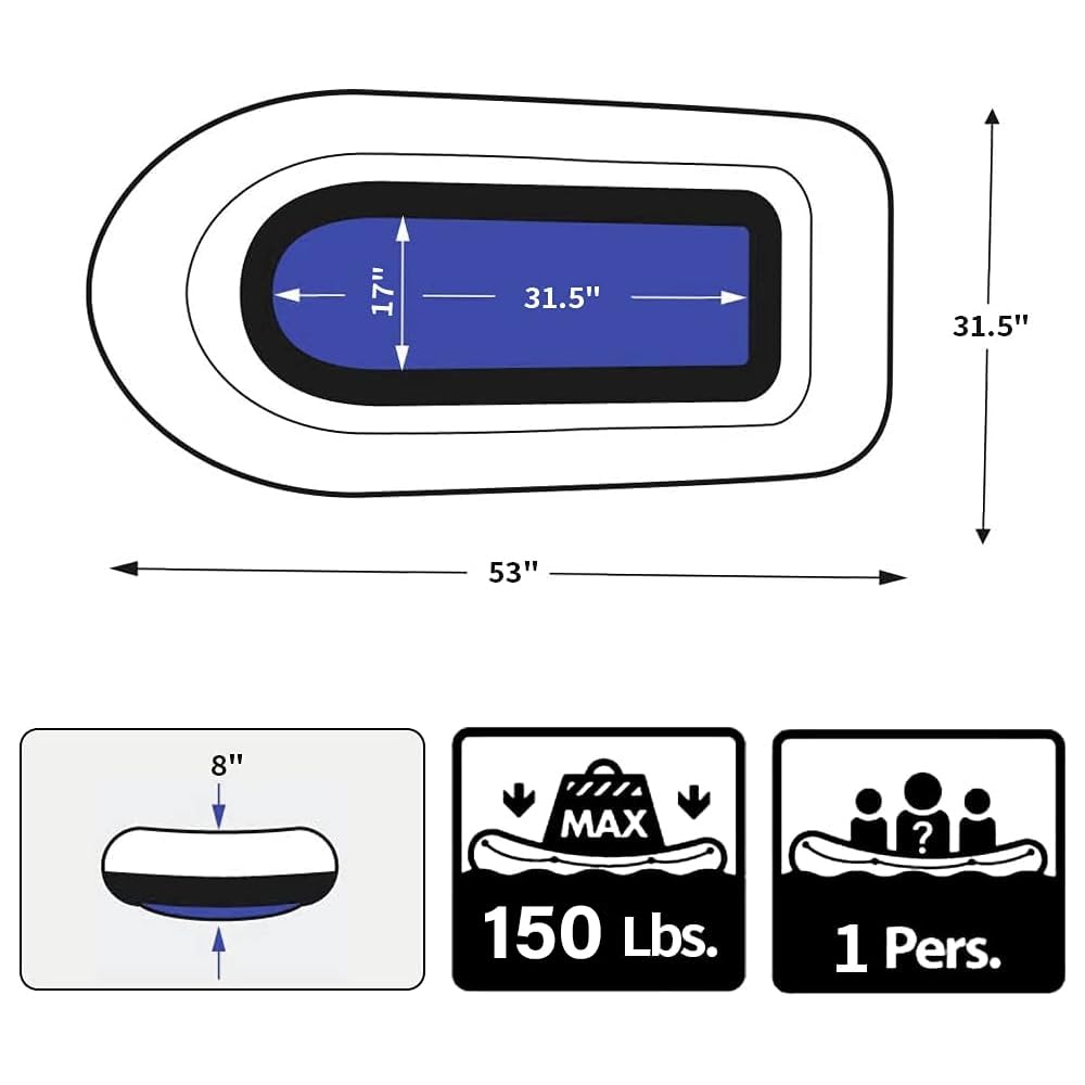 PLKO Inflatable Boat for Pool, Lake & Outdoor Recreation