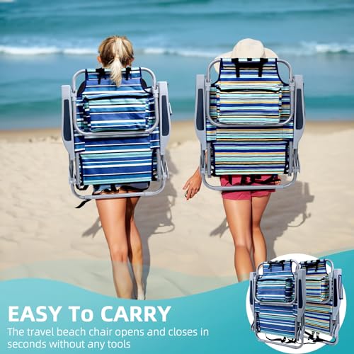 Yestomo 4-Position Backpack Beach Chair with Cooler Pouch