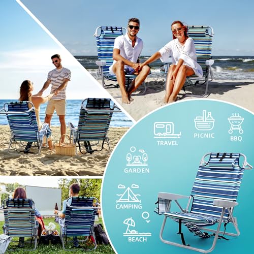 Yestomo 4-Position Backpack Beach Chair with Cooler Pouch