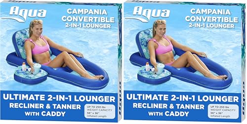 Aqua Campania XL 2-in-1 Pool Float Lounge with Cupholder
