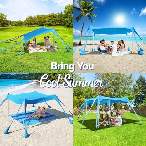 Rhino Valley UPF 50+ Beach Canopy with Sandbags & Poles