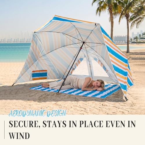 UPWELL UPF 50+ Portable Beach Canopy with Sand Pockets