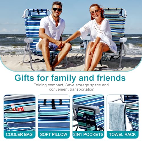 Yestomo 4-Position Backpack Beach Chair with Cooler Pouch
