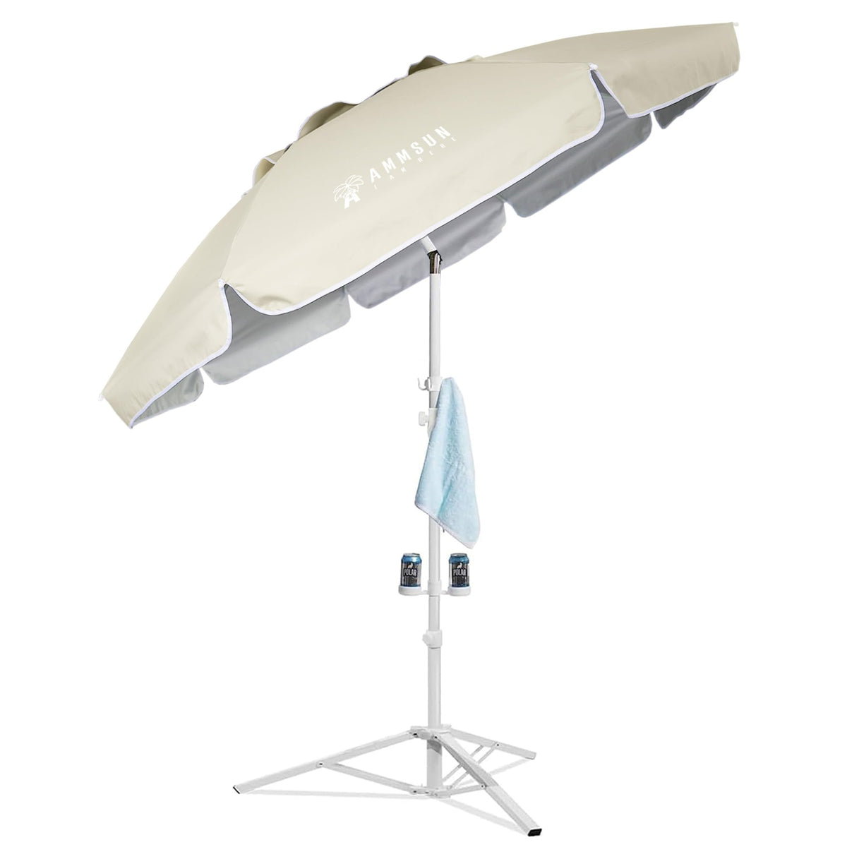 AMMSUN 6.5-Ft Portable Shade Umbrella with Stand