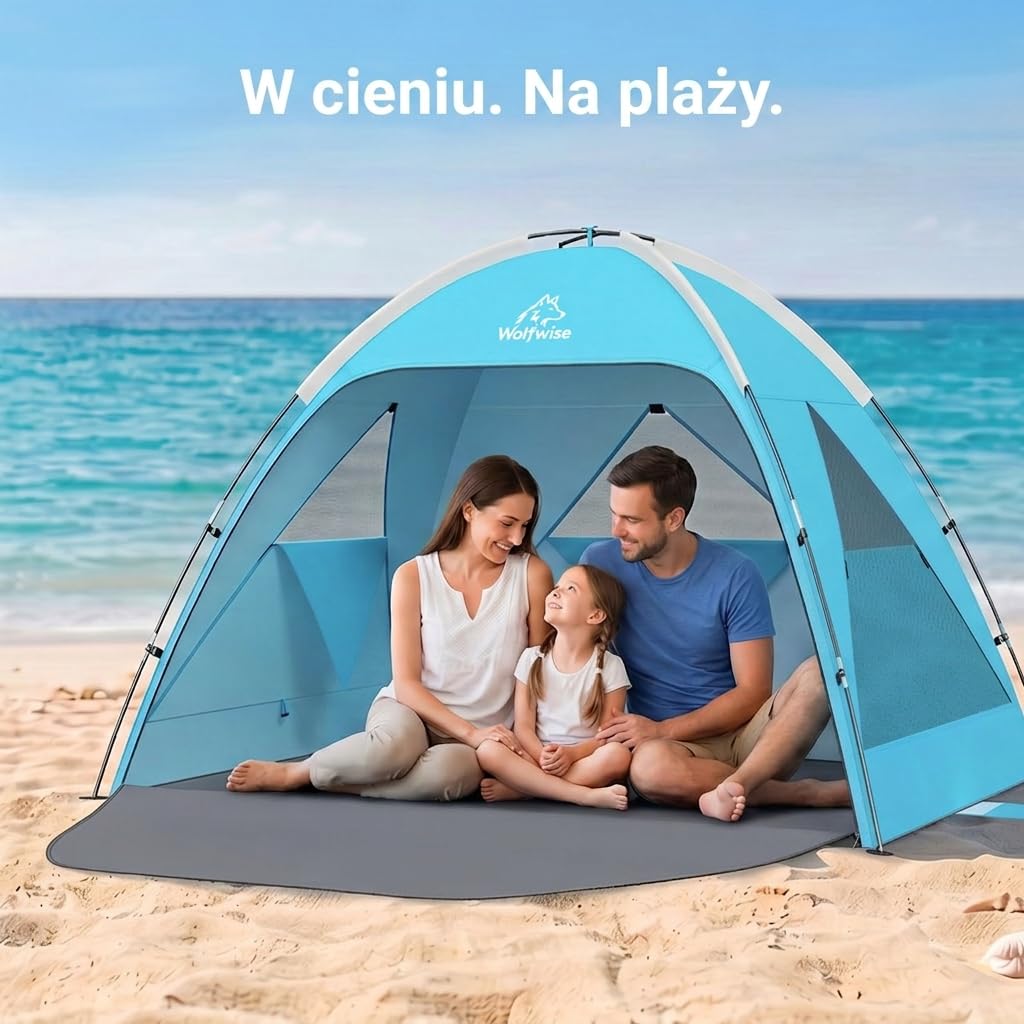 WolfWise Portable Beach Tent & Large Sunshade Cabana