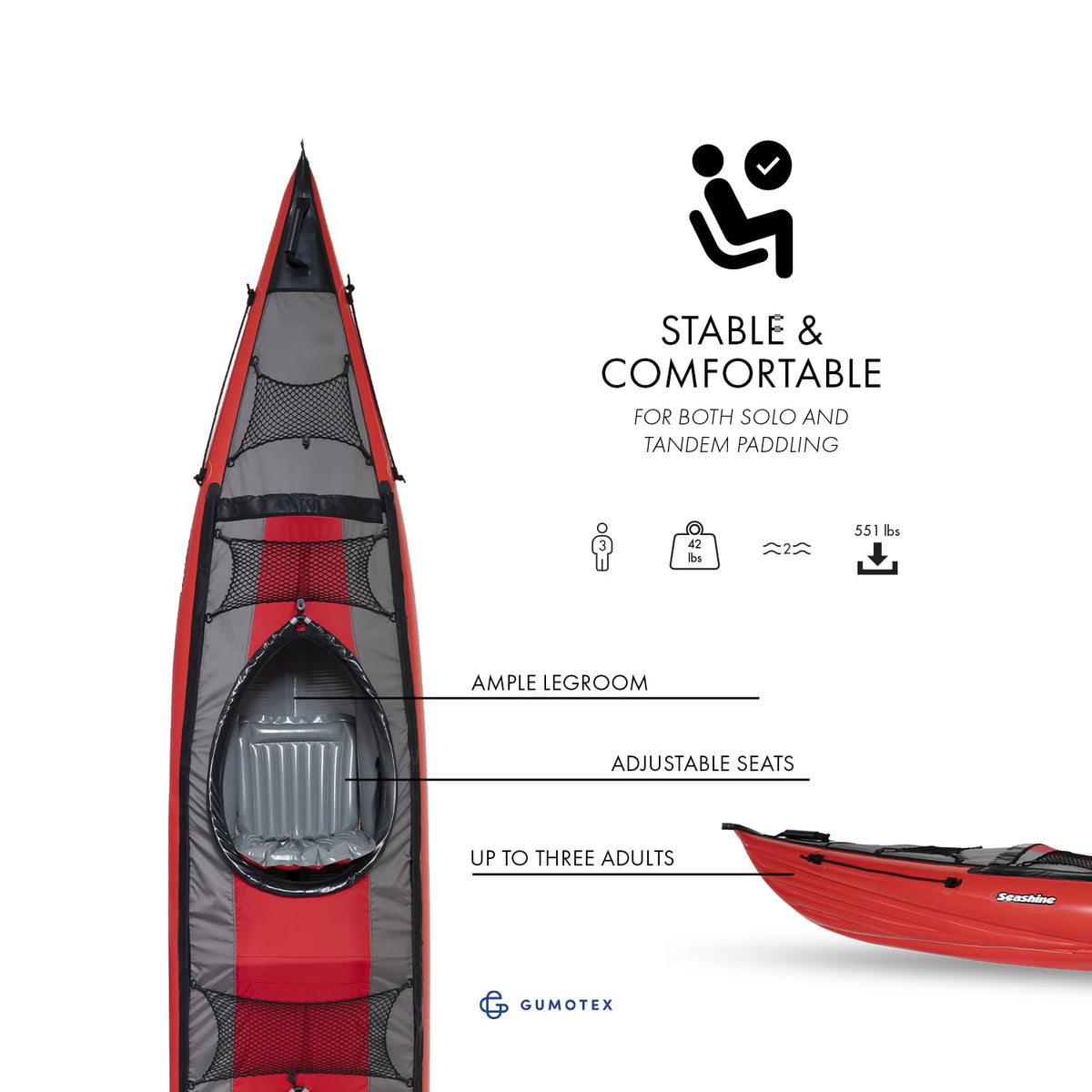 GUMOTEX Seashine 2-Person Inflatable Tandem Kayak