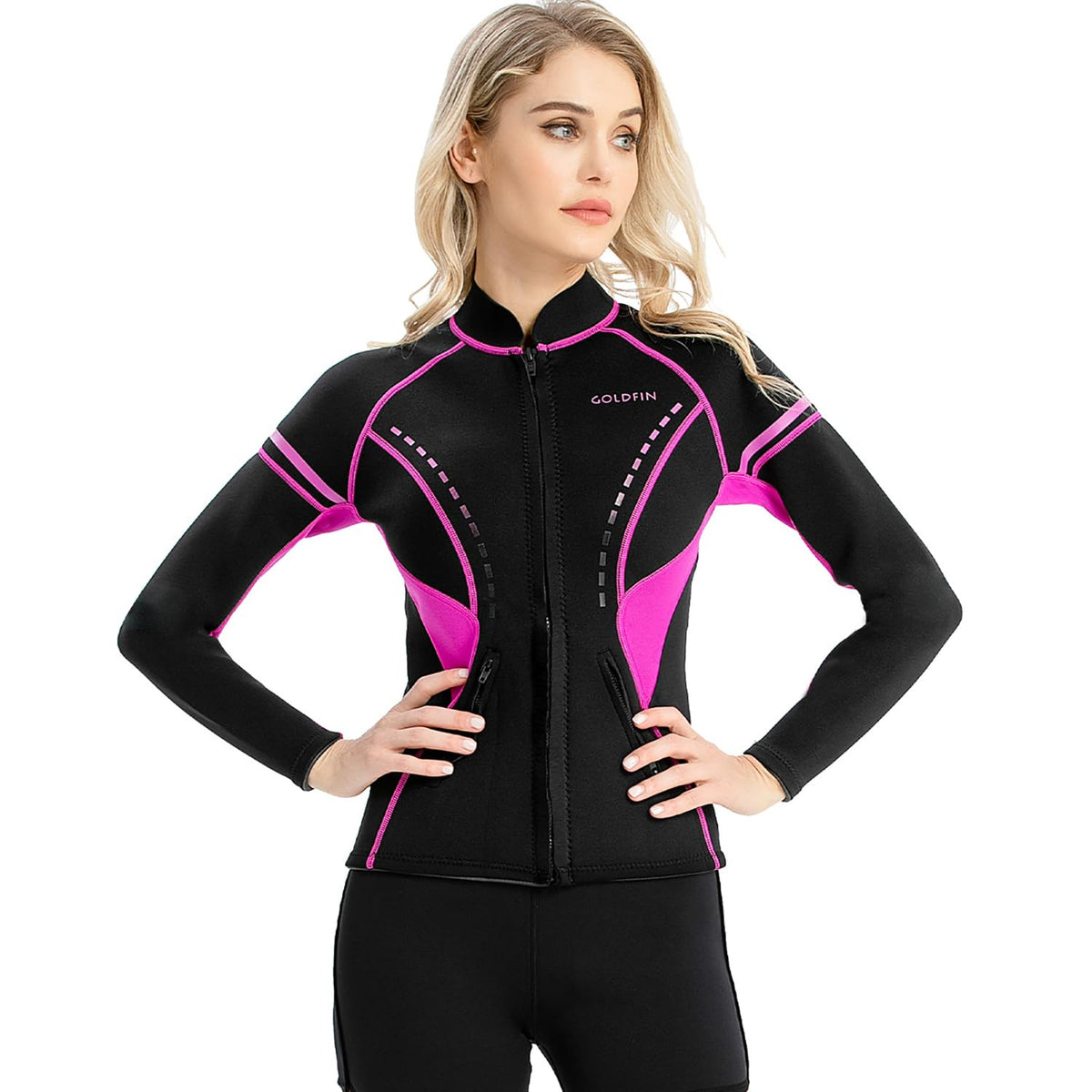 GoldFin Women's 2mm Neoprene Wetsuit Jacket for Water Sports