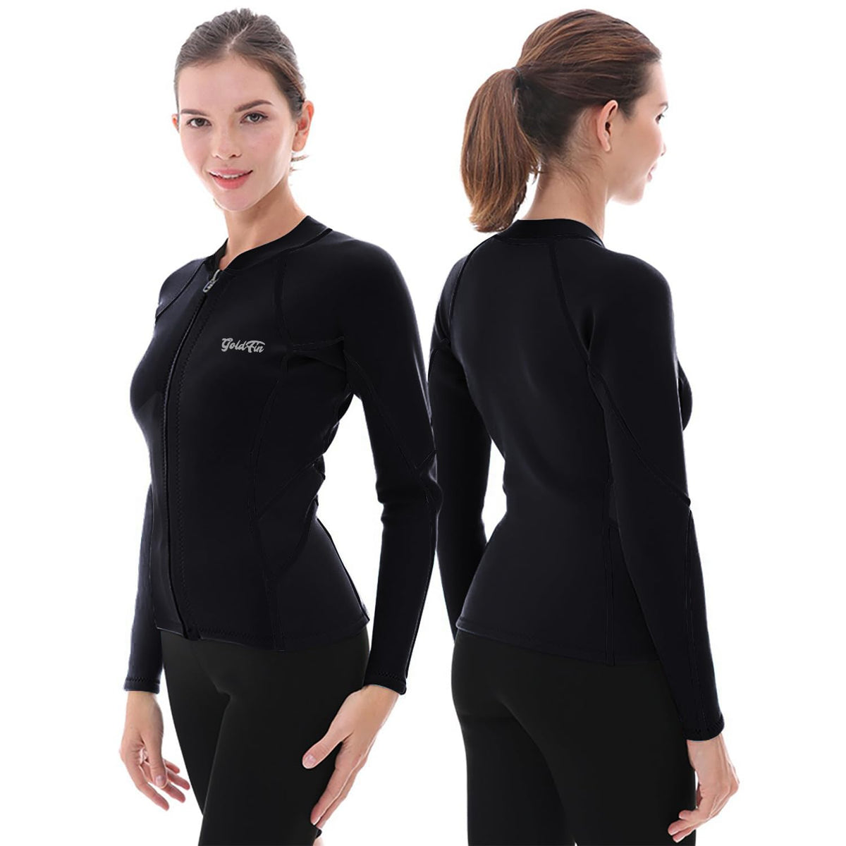 GoldFin Women's 2mm Neoprene Wetsuit Jacket for Water Sports