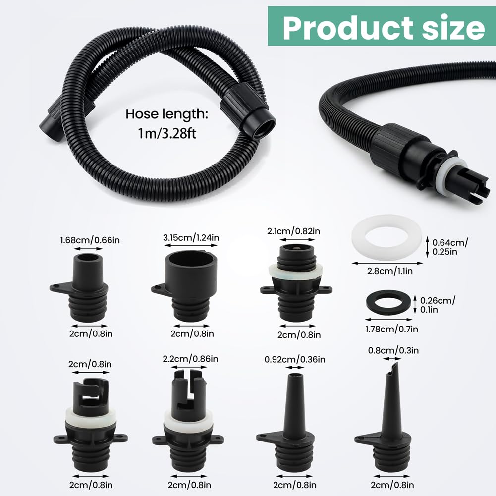 Paddle Board Pump Hose Set with 7 Air Nozzle Adapters