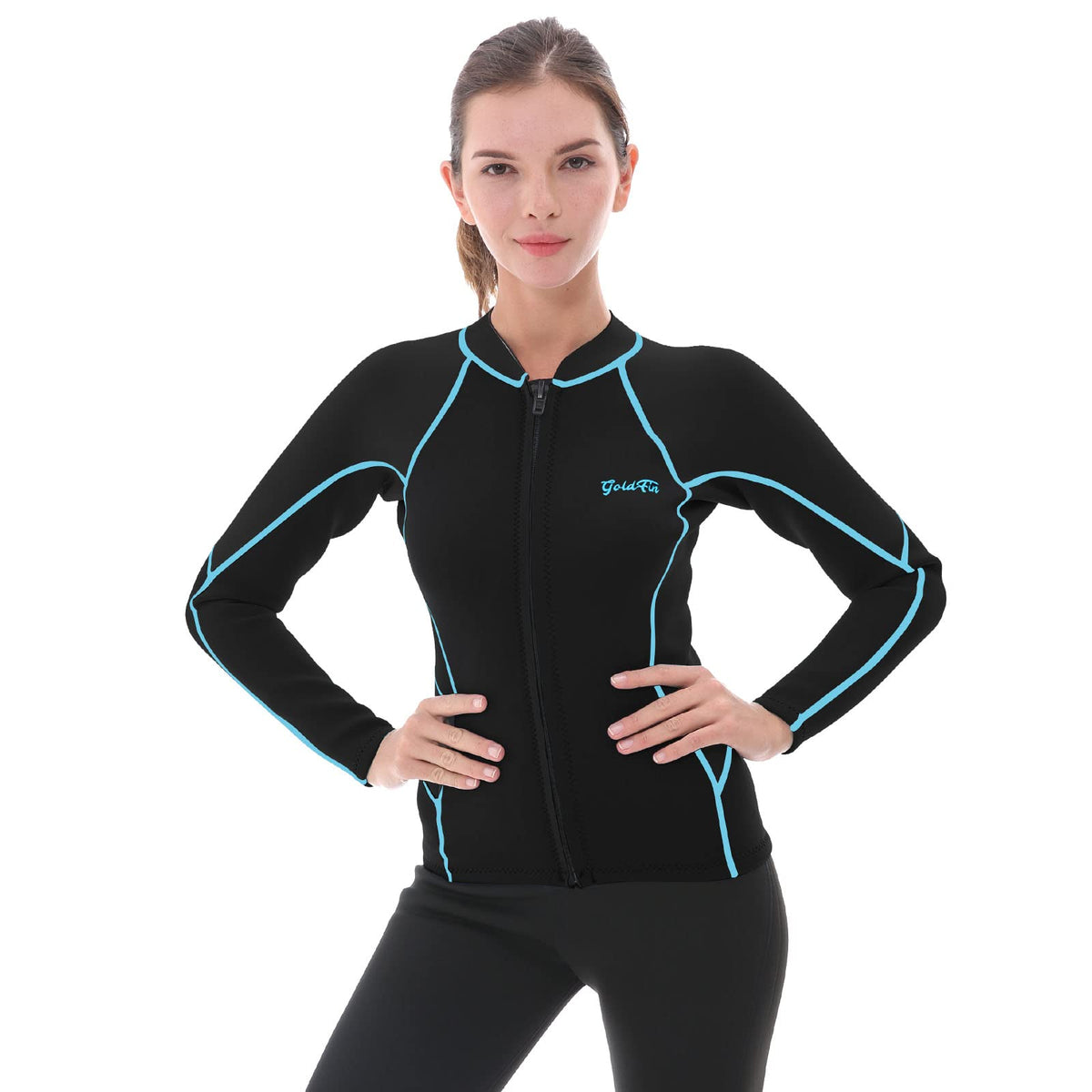 GoldFin Women's 2mm Neoprene Wetsuit Jacket for Water Sports