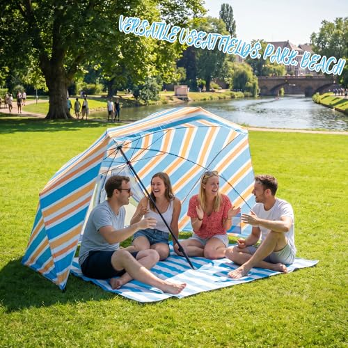 UPWELL UPF 50+ Portable Beach Canopy with Sand Pockets