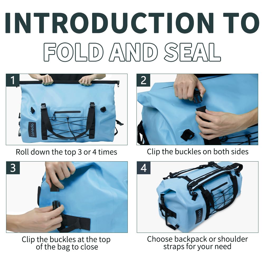 Lanedo 80L Dry Bag Large Waterproof Bag Roll-Top Heavy Duty Fishing Duffel Bag with Durable Straps & Handles for Kayaking Paddle boarding Boating Rafting Fishing Canoeing Camping