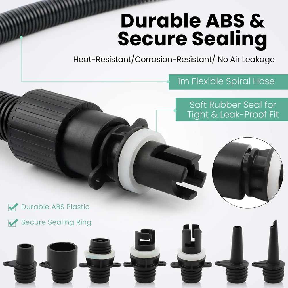Paddle Board Pump Hose Set with 7 Air Nozzle Adapters