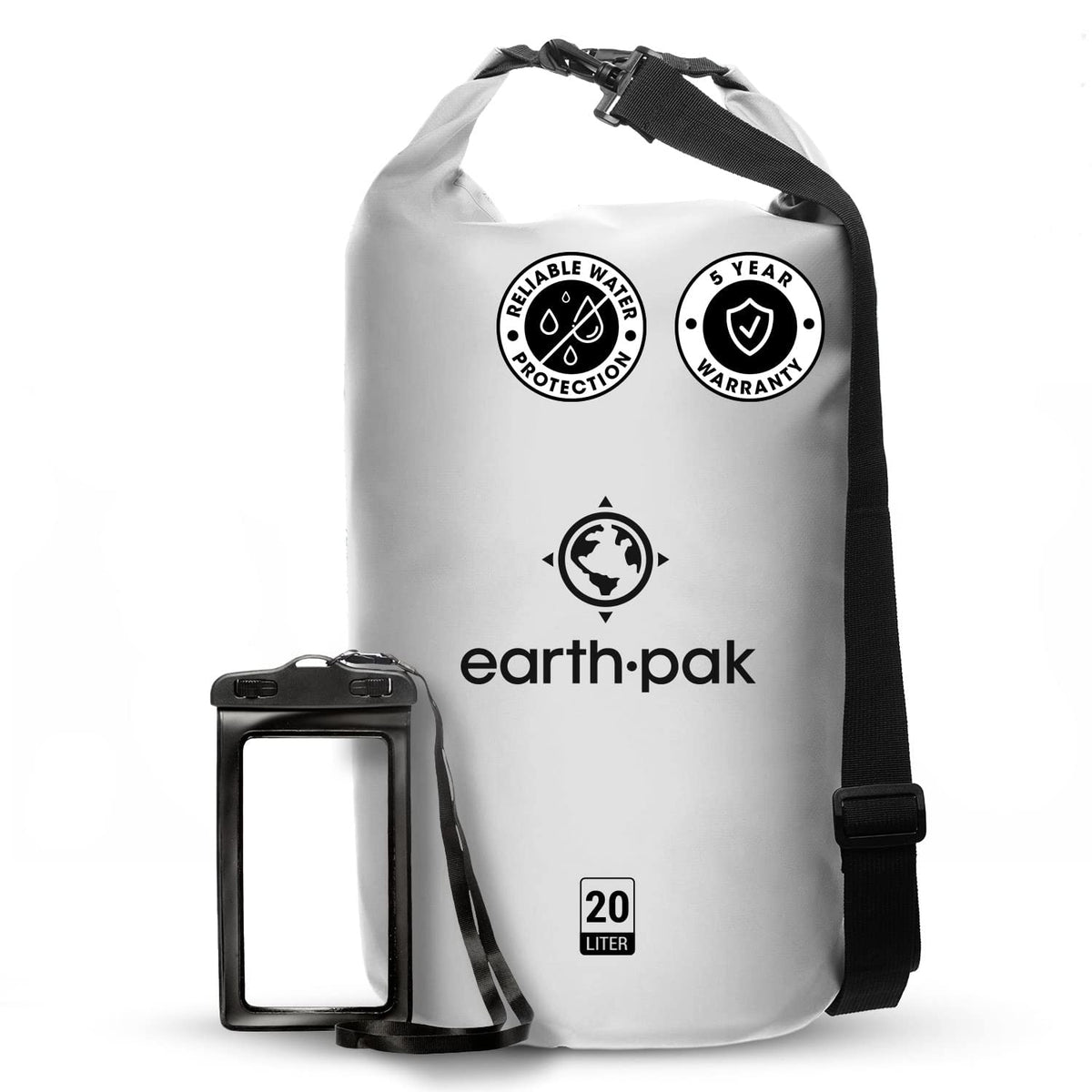 Earth Pak Waterproof Dry Bag - Roll Top Waterproof Backpack Sack Keeps Gear Dry for Kayak with Waterproof Phone Case