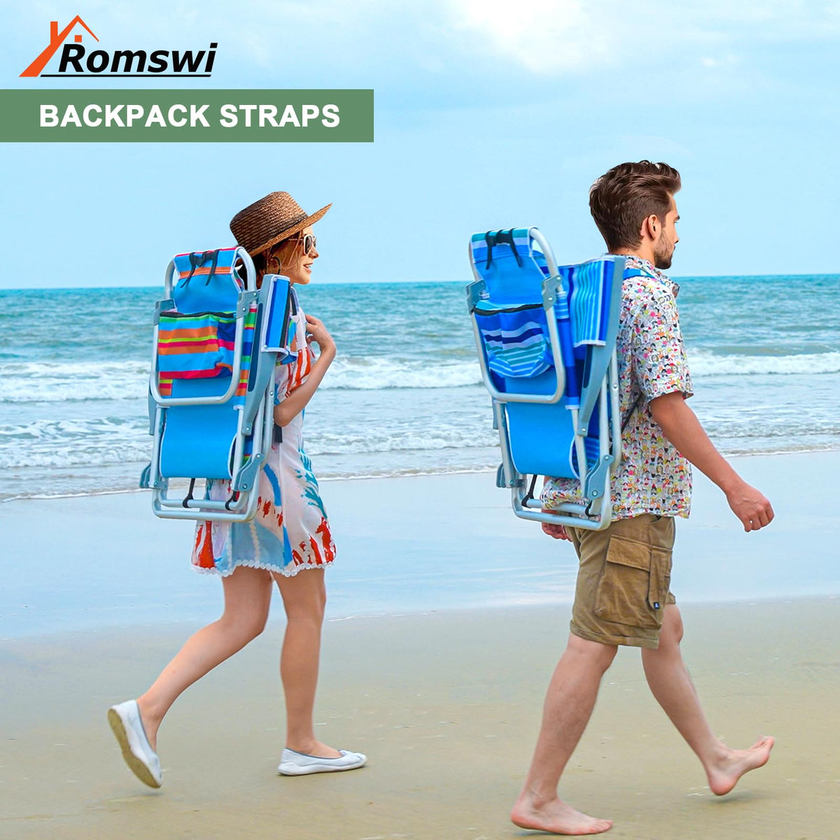 Romswi Extra-Wide Beach Chair for Outdoor Relaxation