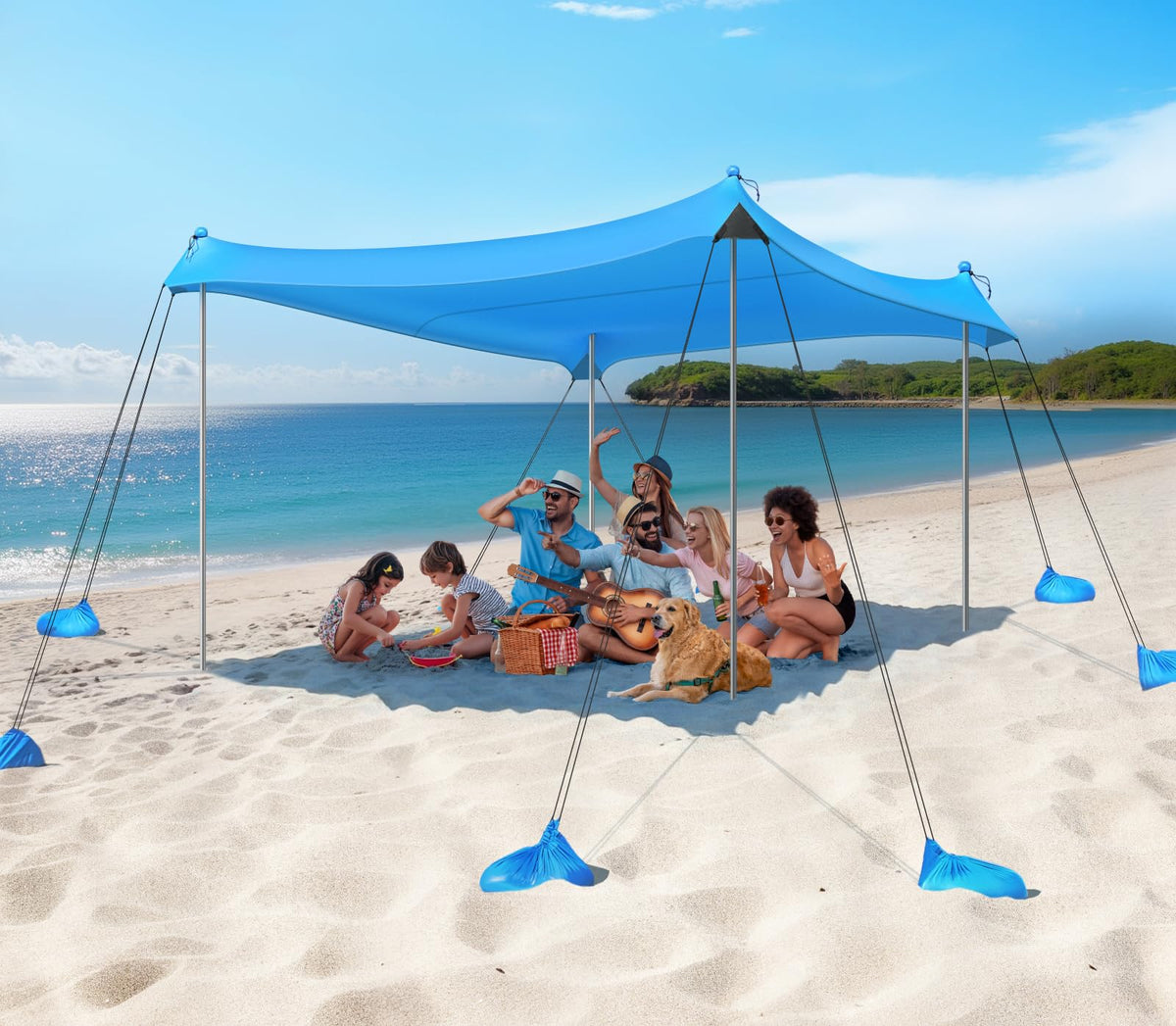 Rhino Valley UPF 50+ Beach Canopy with Sandbags & Poles