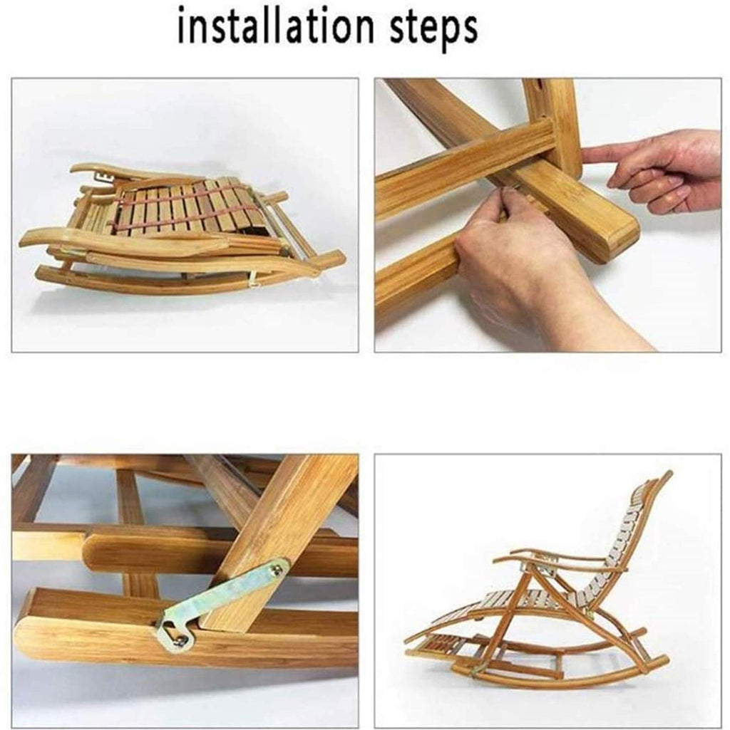 Adjustable Bamboo Folding Recliner Lounge Chair for Outdoors
