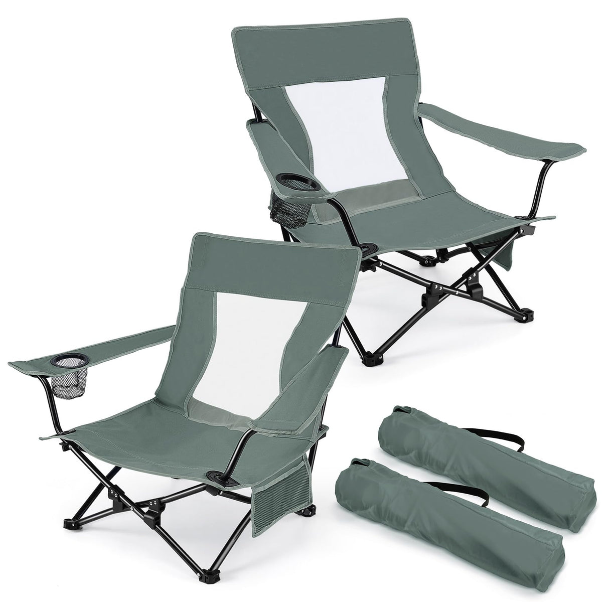 Joyfair Adult Folding Beach & Camping Chairs, 2-Pack