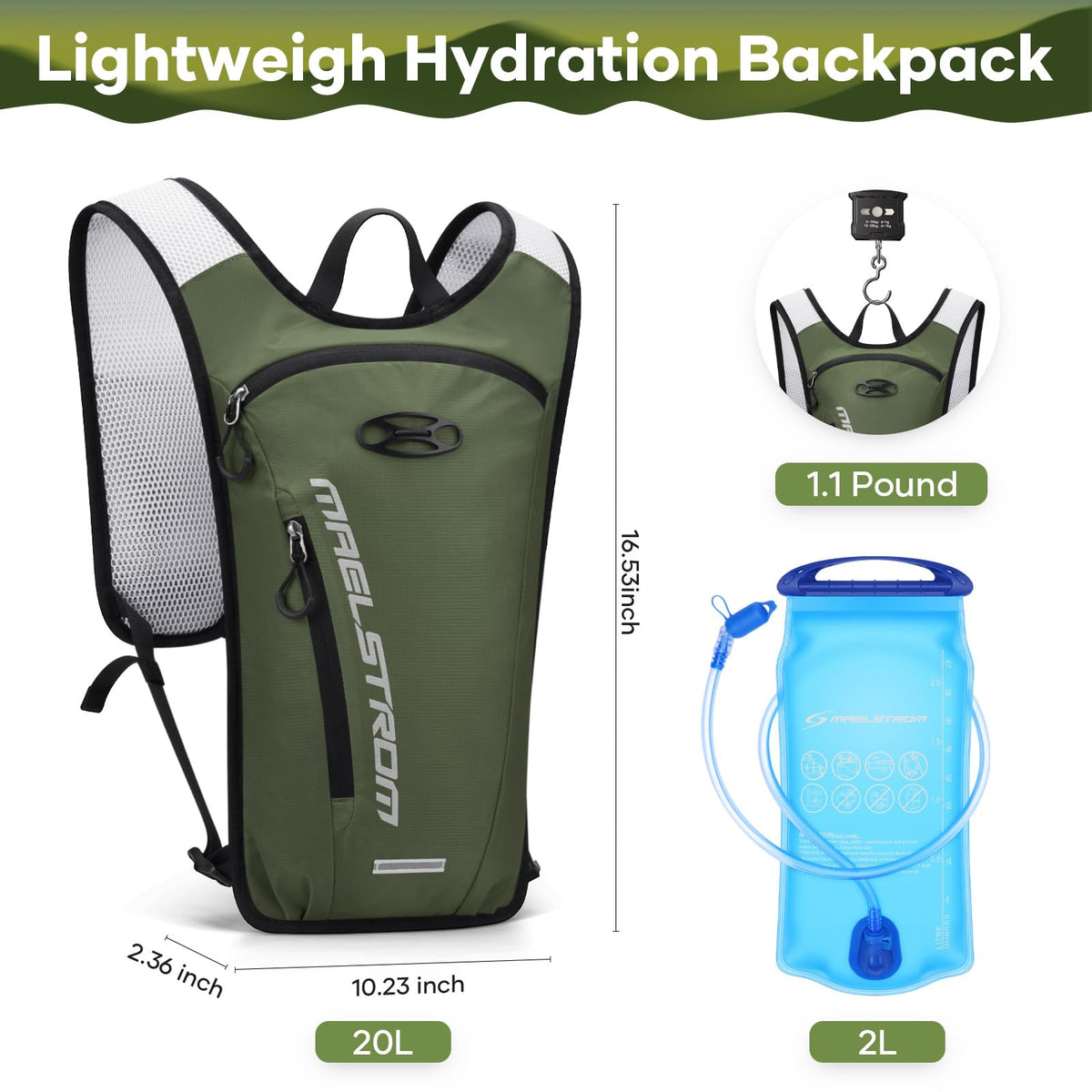 Maelstrom Lightweight Hydration Vest with 2L Water Bladder