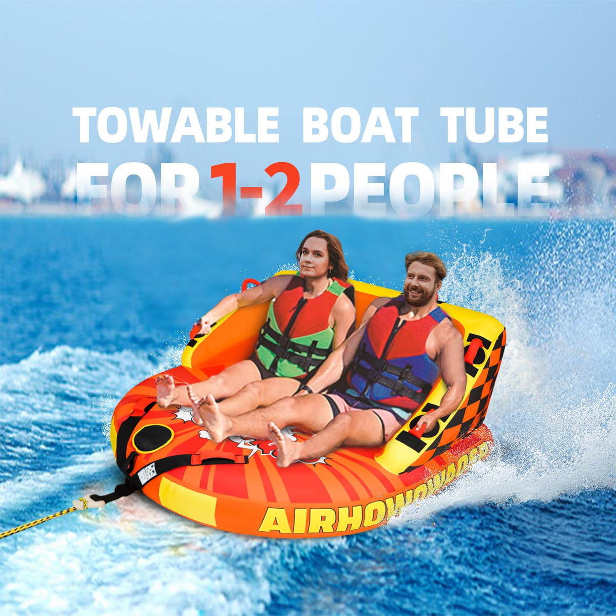 Airhowowaqsp 1–4 Person Super Sofa Towable Boat Tube