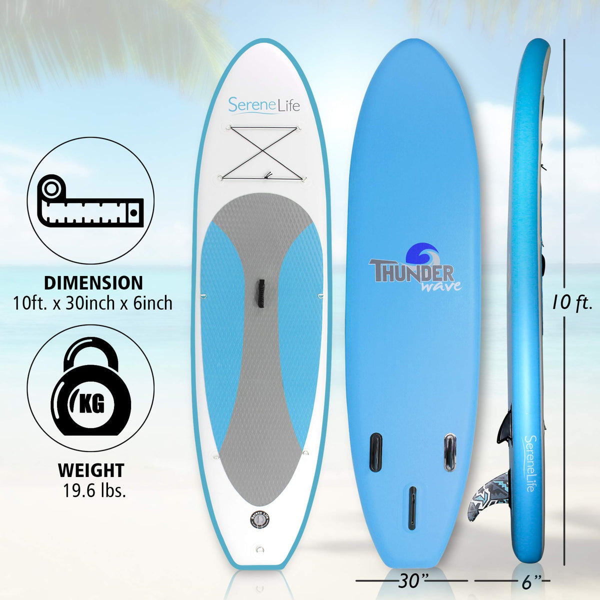 SereneLife 10-Ft Inflatable Stand-Up Paddle Board Set