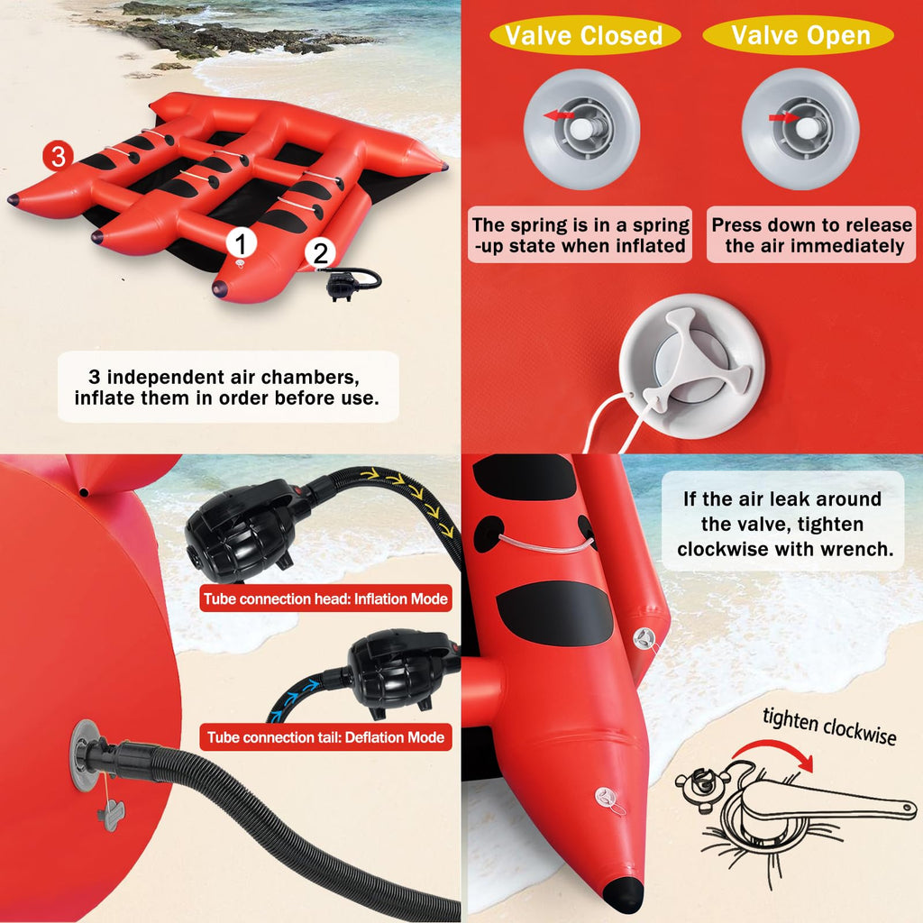 GYUEM 2–6 Rider Inflatable Towable Tube for Boating