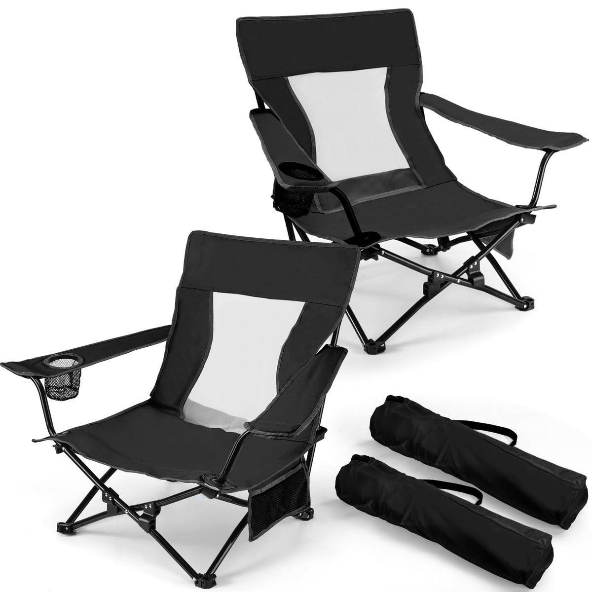 Joyfair Adult Folding Beach & Camping Chairs, 2-Pack