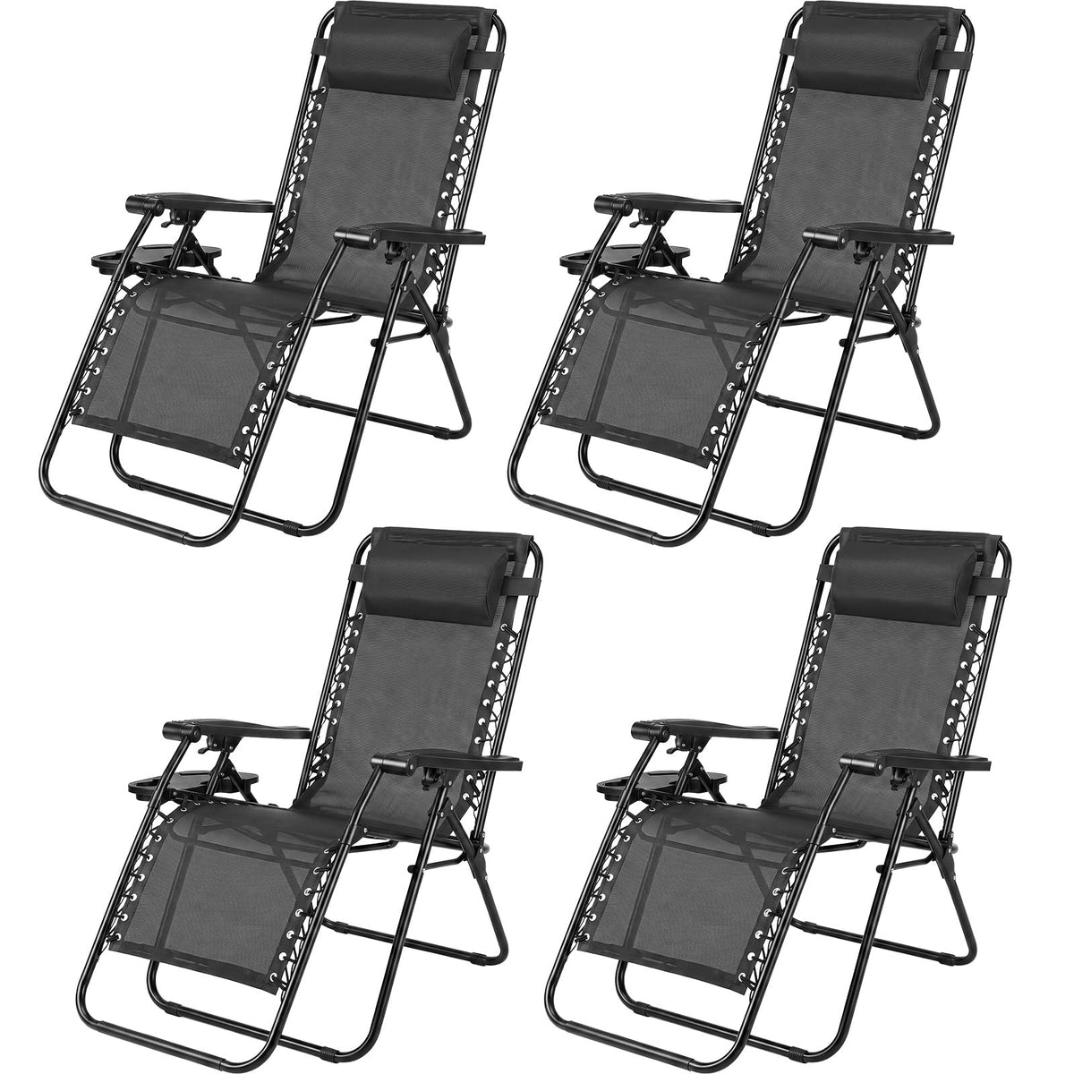 Sweetcrispy Zero Gravity Recliner Chairs with Cup Holders, 2-Pack
