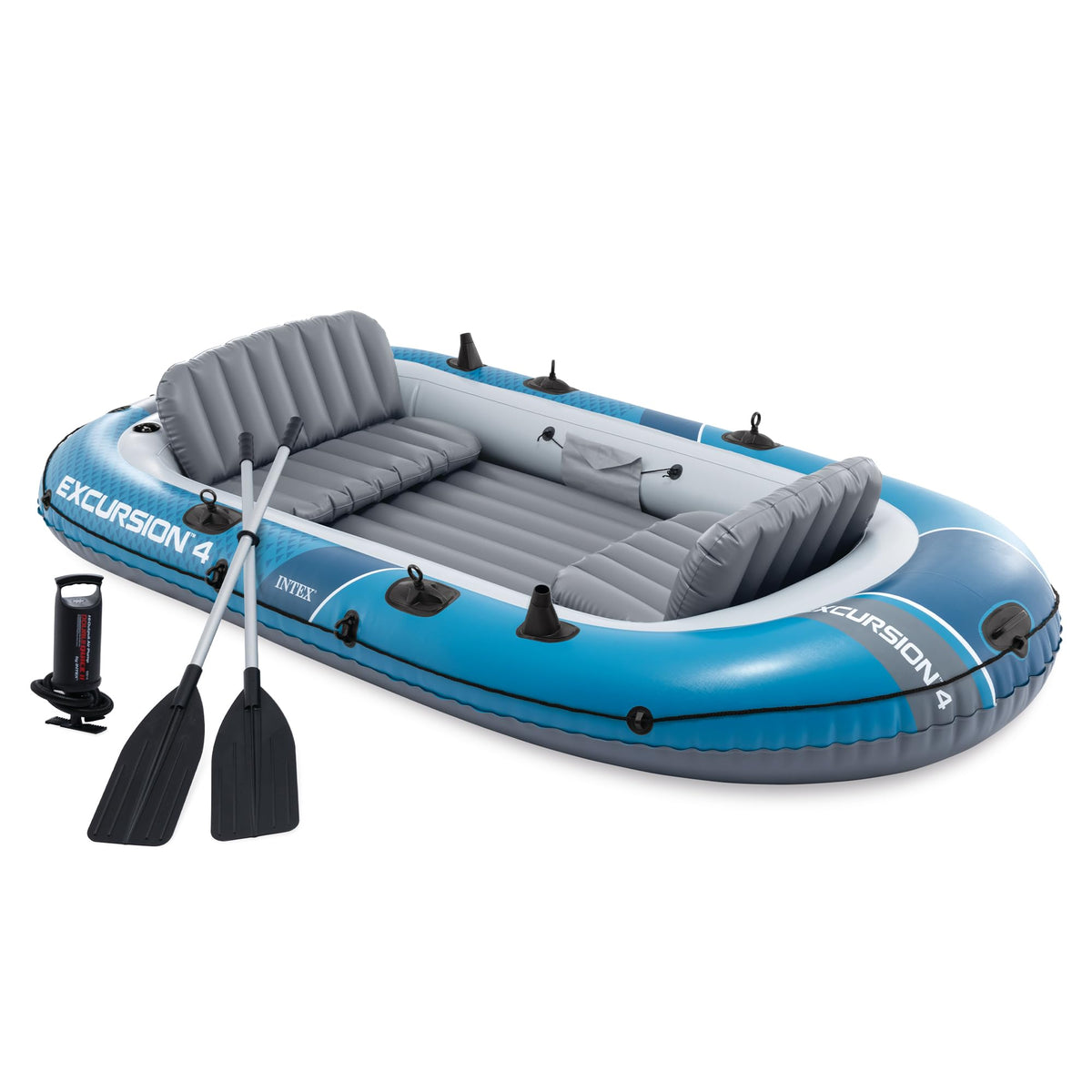 INTEX Excursion 4 Inflatable Boat Set with Oars & Pump