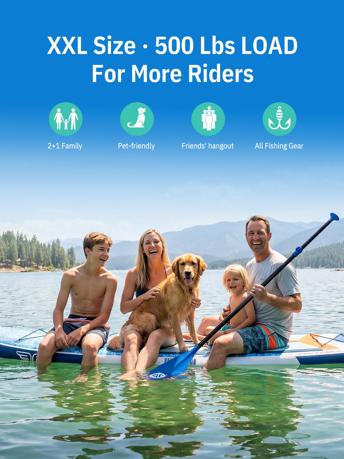 Niphean XL Inflatable Paddle Board for 2+1 Riders