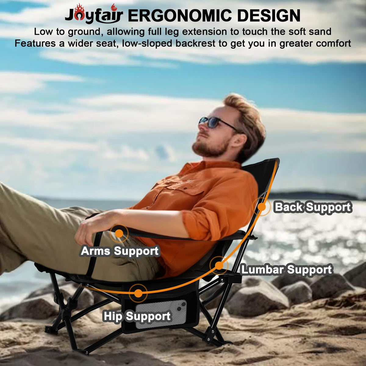 Joyfair Adult Folding Beach & Camping Chairs, 2-Pack