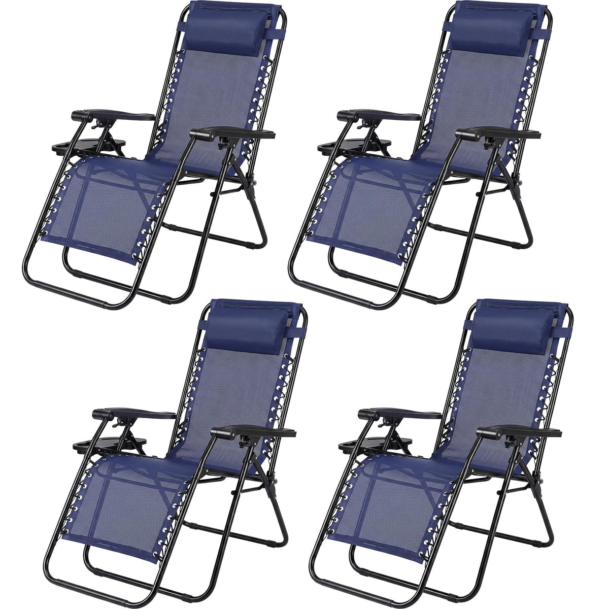 Sweetcrispy Zero Gravity Recliner Chairs with Cup Holders, 2-Pack