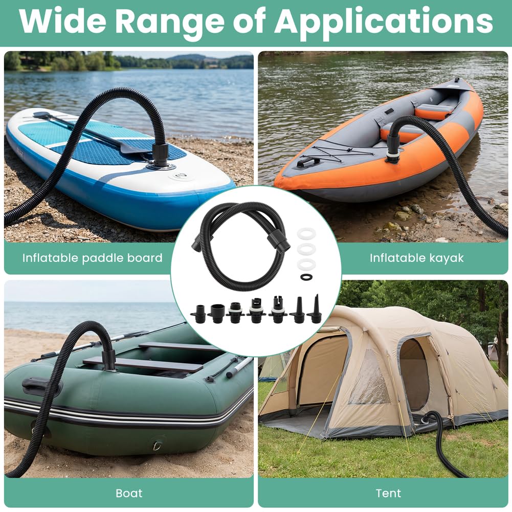 Paddle Board Pump Hose Set with 7 Air Nozzle Adapters