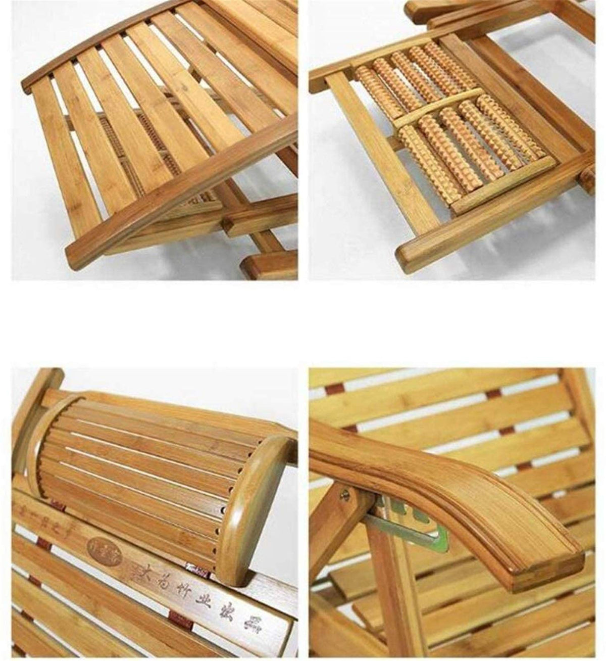 Adjustable Bamboo Folding Recliner Lounge Chair for Outdoors