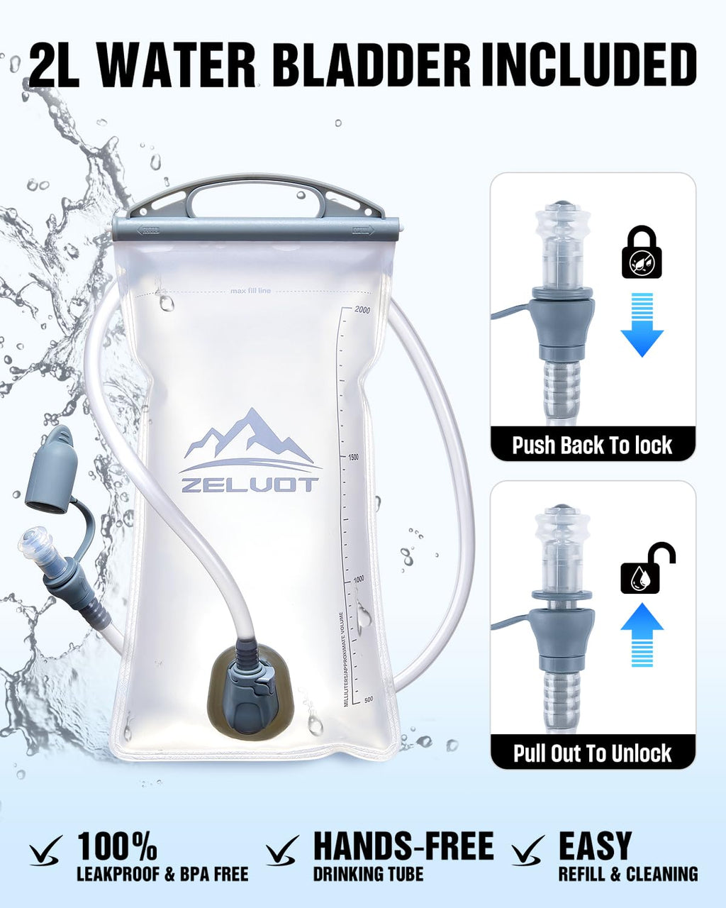 Zelvot Lightweight Hydration Running Vest with 2L Water Bladder
