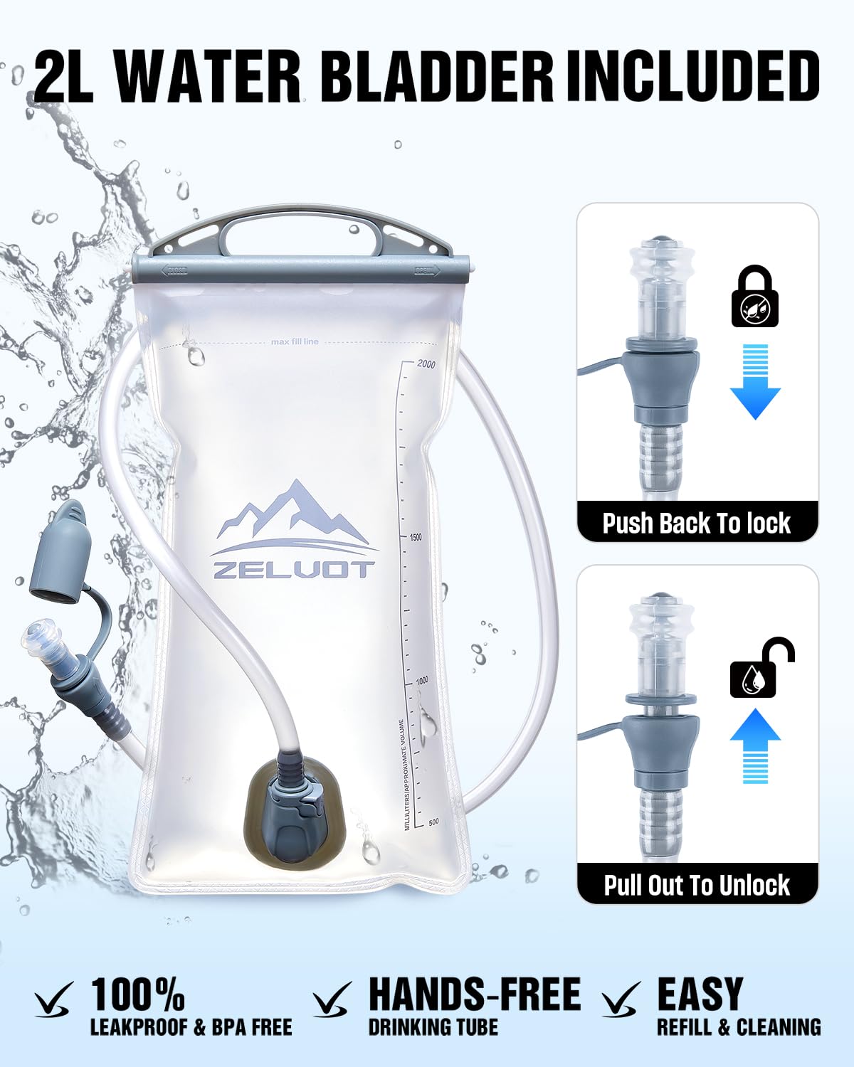 Zelvot Lightweight Hydration Running Vest with 2L Water Bladder