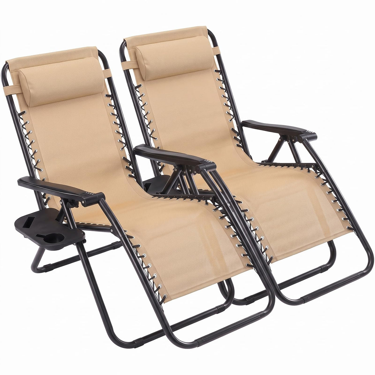 Sweetcrispy Zero Gravity Recliner Chairs with Cup Holders, 2-Pack
