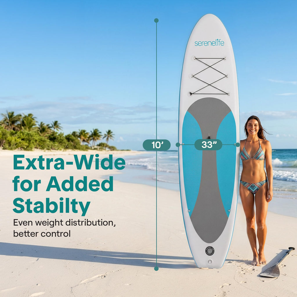 SereneLife 10-Ft Inflatable Stand-Up Paddle Board Set