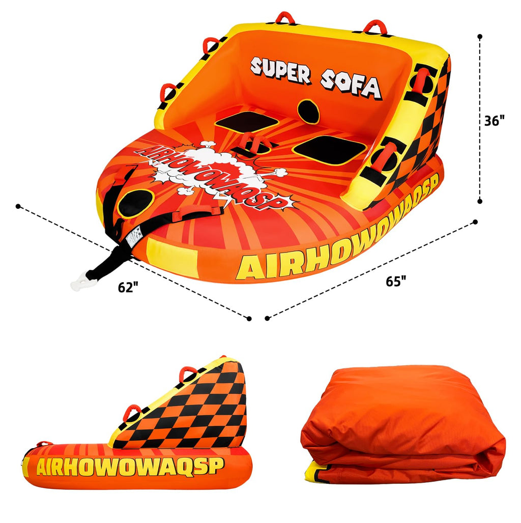 Airhowowaqsp 1–4 Person Super Sofa Towable Boat Tube