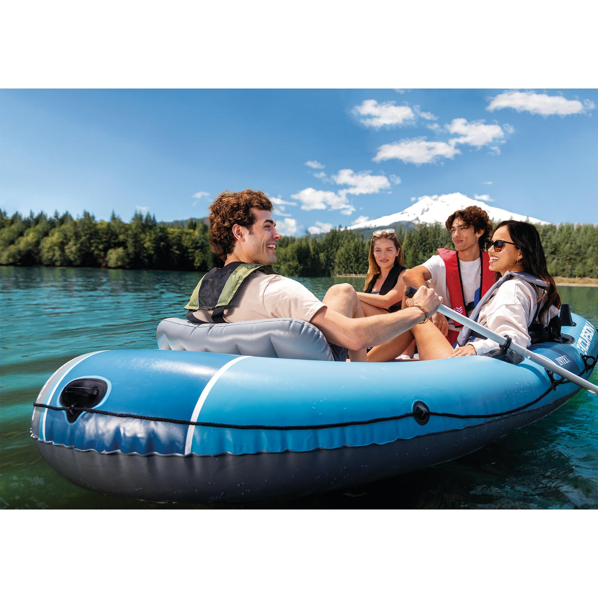 INTEX Excursion 4 Inflatable Boat Set with Oars & Pump