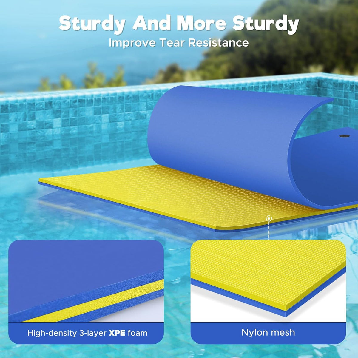 3-Layer XPE Foam Floating Water Pad for Pool, Lake & Ocean