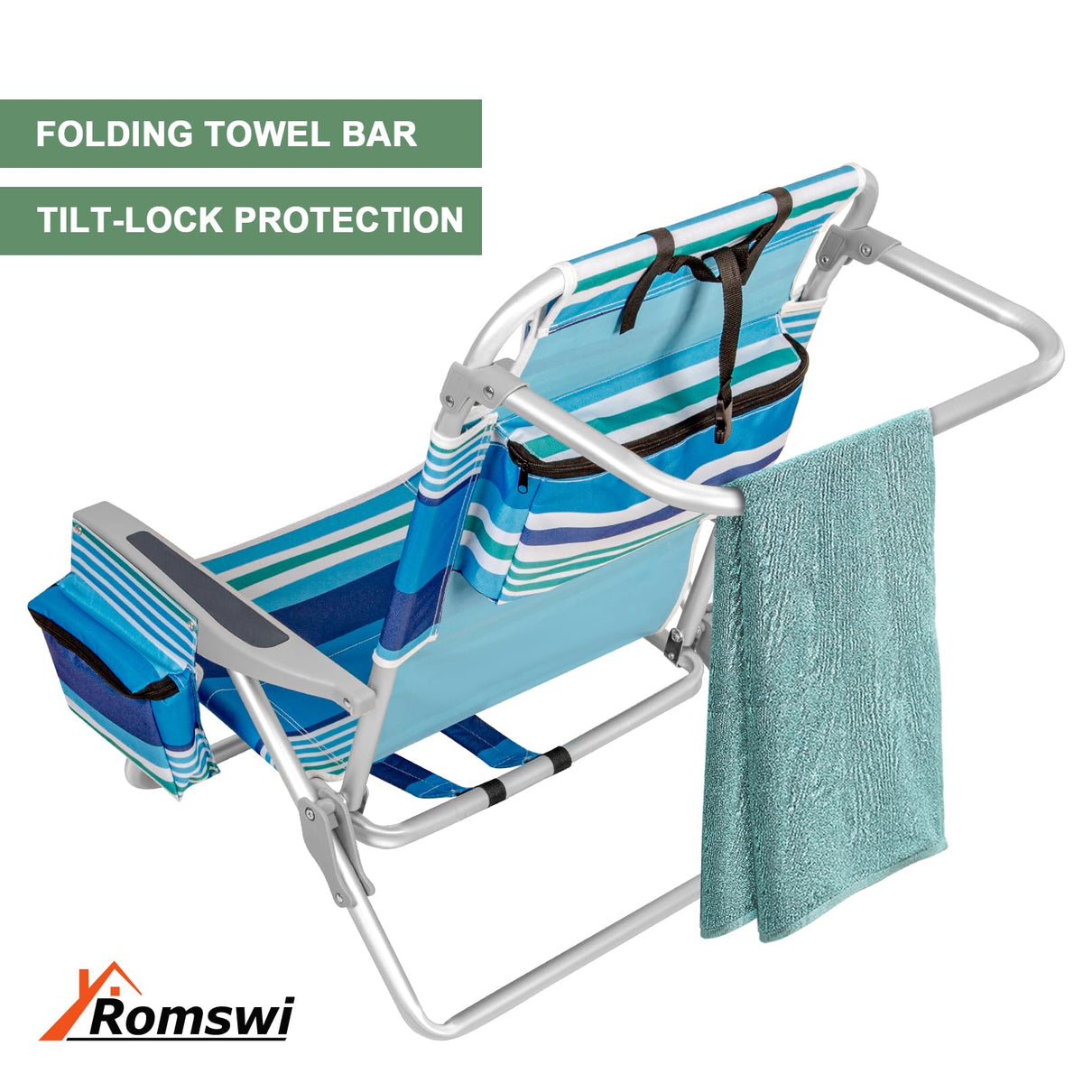 Romswi Extra-Wide Beach Chair for Outdoor Relaxation