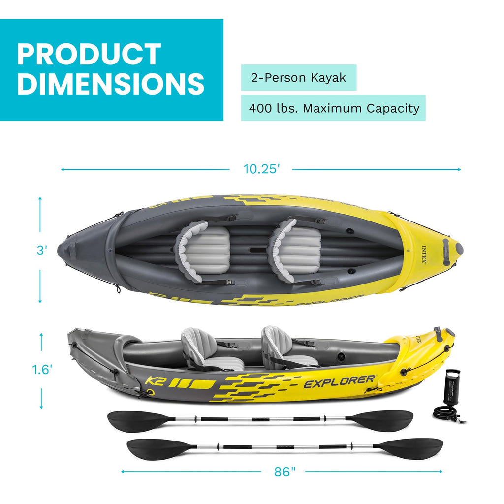 INTEX Explorer 2-Person Inflatable Kayak Set with Paddles & Pump