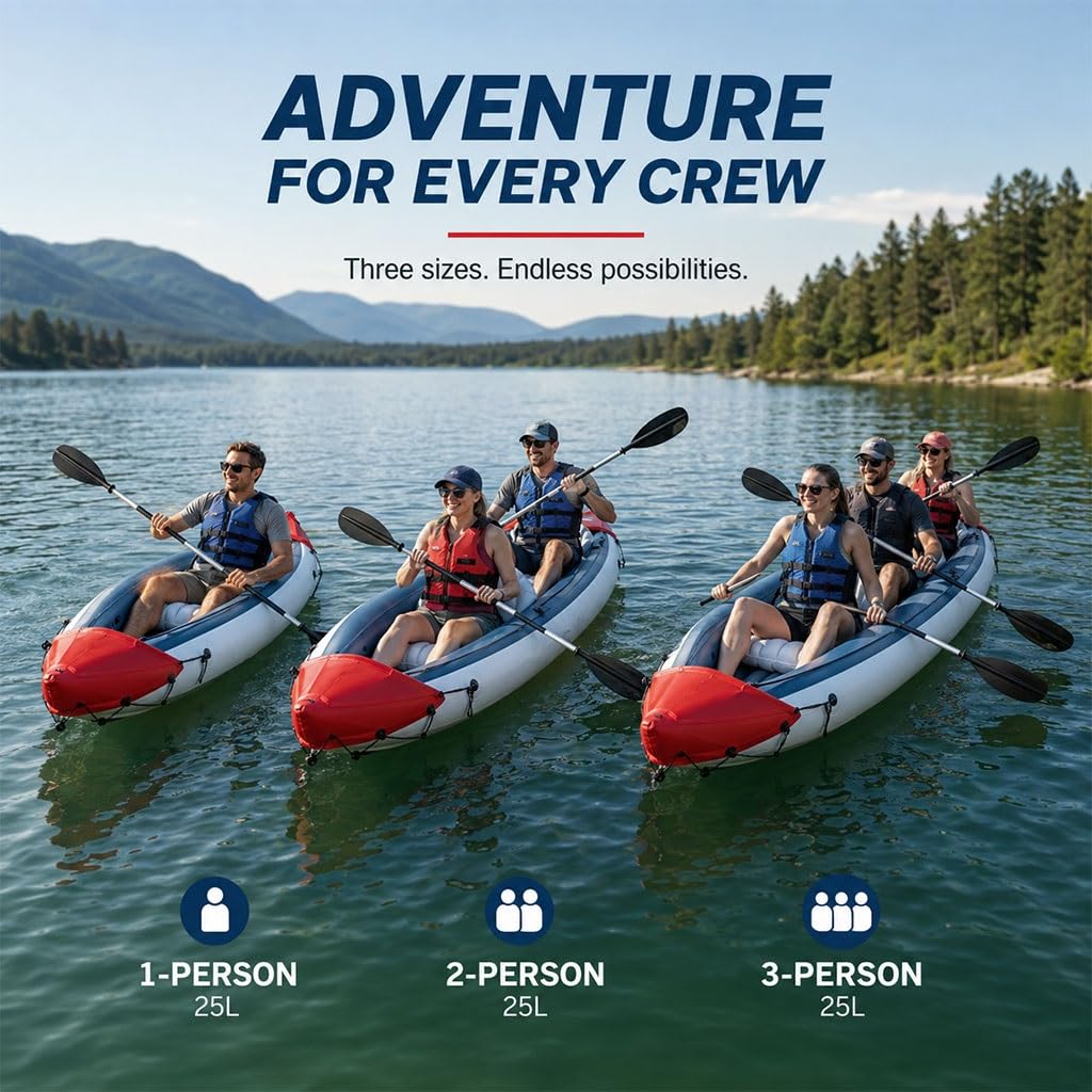 1–3 Person Inflatable Kayak with Adjustable Seats